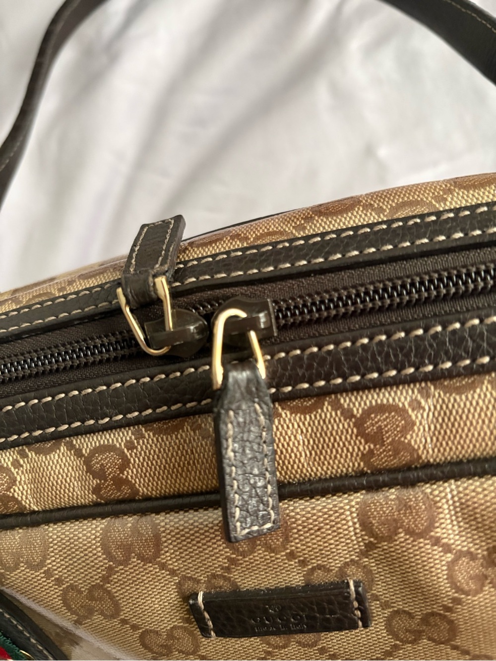 Gucci Crystal Princey Beige GG Canvas and Brown Leather Top-Handle Bag - Picture 13 of 16